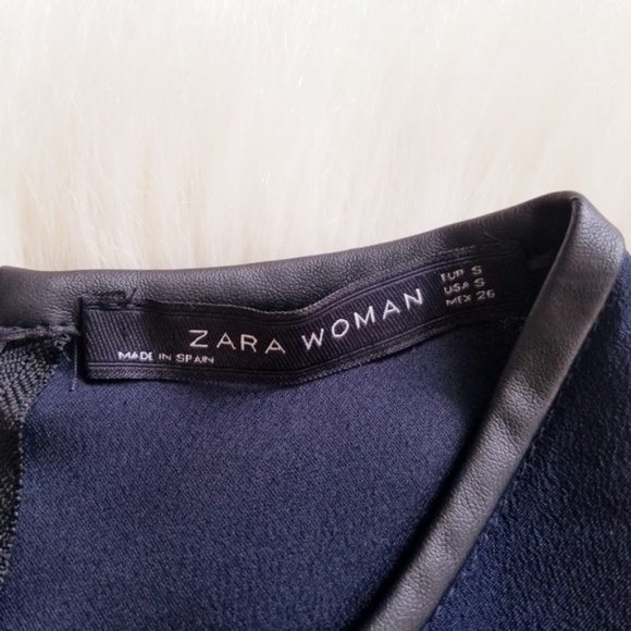 Zara Navy Blue Top with faux Leather Pockets - Picture 4 of 8